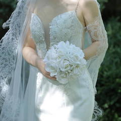 Set of 6 Real Touch Ivory Roses Bridesmaid Bouquets for Wedding Prom