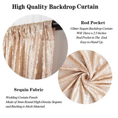 DUOBAO Champagne Backdrop Curtain 8ft Photo Background Wedding Backdrops 4FT …