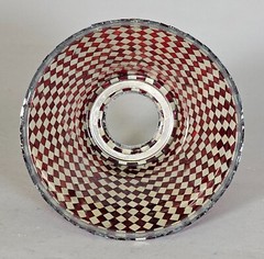 Candle Lamp Red Mosaic Shade on Brass Candle Holder&Votive Set/2 7″D 29.5″High