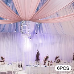6PCS 5x15FT Ceiling Drapes Ceiling Draping Backdrop Curtains for Party Wedding