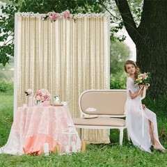 2×8FT-2PCS Champagne Gold Sequin Backdrop Curtains Panels, Photography Back