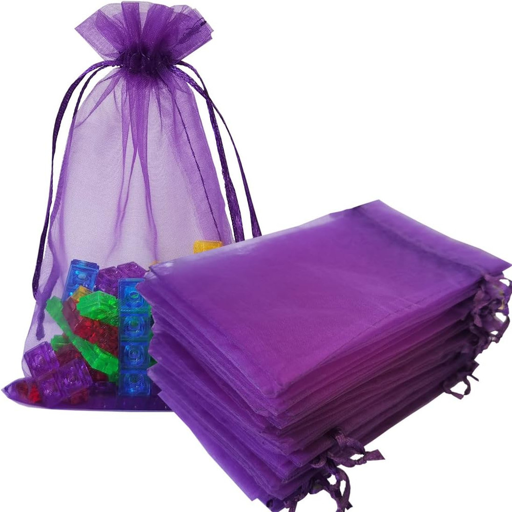 4×6 Inch Organza Gift Bags with Drawstring for Jewelry,Candy,100 Pcs Purple Sach