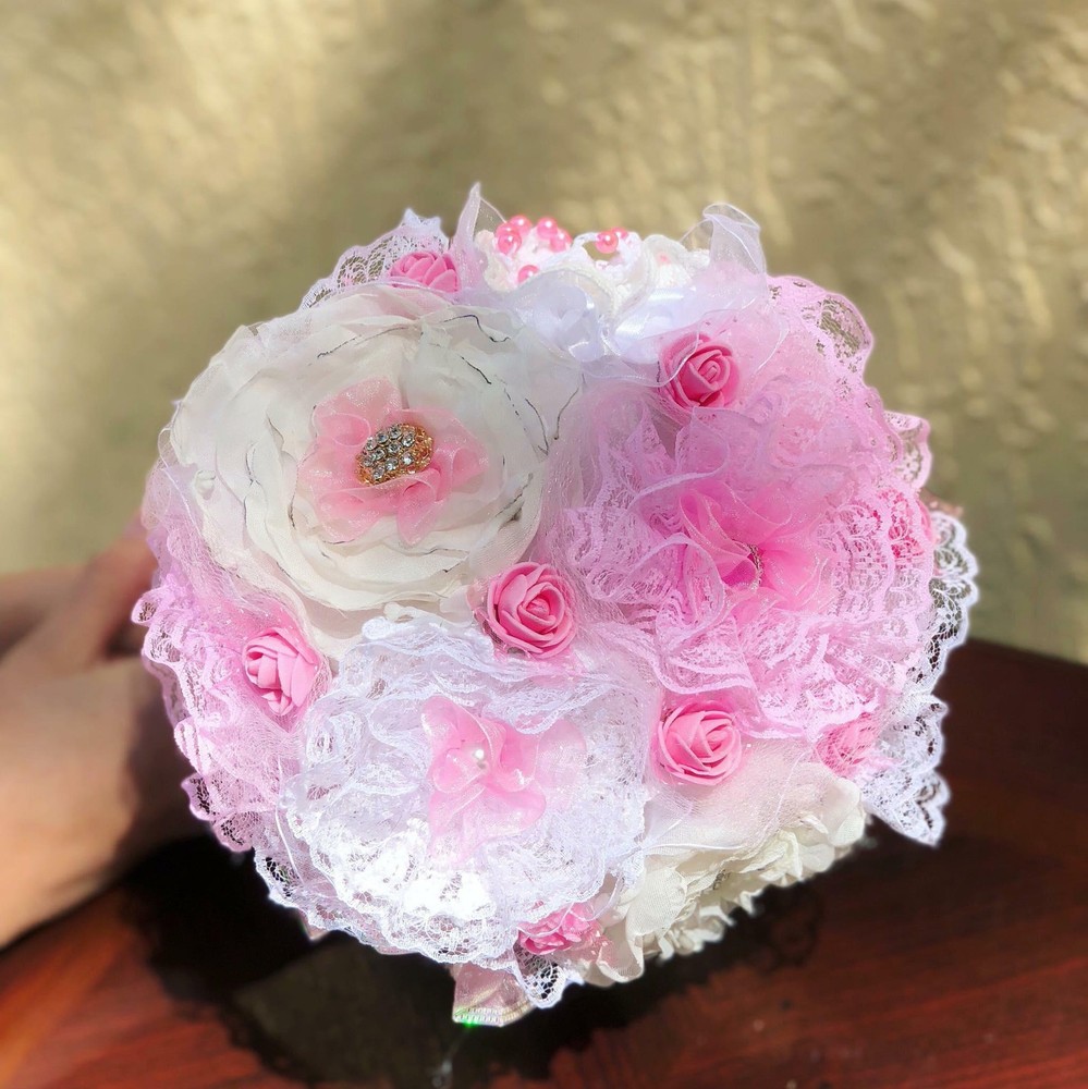 Satin and lace Shabby Chic Handmade Wedding Bouquets