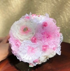 Satin and lace Shabby Chic Handmade Wedding Bouquets