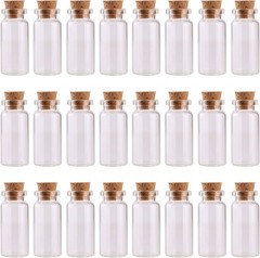 MaxMau 24PCS 10ml Glass Bottles Mini Vials with Cork Stoppers for DIY Clear