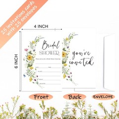 Mueddur Bridal Shower Invitations With Envelopes, Wildflowers Wedding…