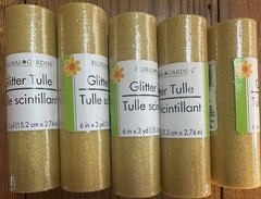 Floral Garden Glitter Tulle 6in x 3yd Blue Pink White Gold Wedding Drapery