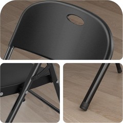 350 Weight Limit Heavy Duty Plastic Folding Chair with Reinfoced Steel Frame