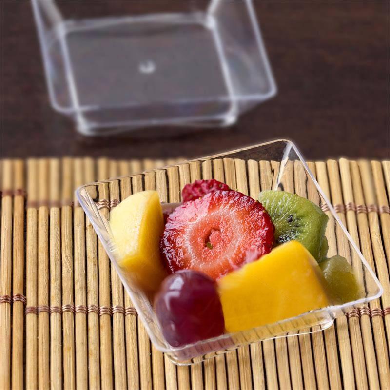 50 Plastic CLEAR 2.25″ Elegant Mini Square PLATES Disposable Party Wedding SALE