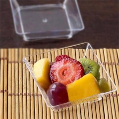 50 Plastic CLEAR 2.25″ Elegant Mini Square PLATES Disposable Party Wedding SALE
