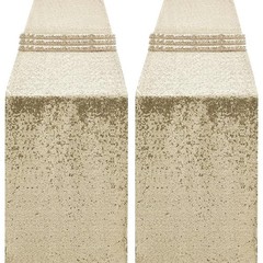 2 Pack Sequin Table Runner 12 x 72 Inches Glitter Table Runner for Birthday P…