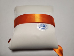 New Montana Silversmiths Country & Western Wedding White Ring Pillow Orange Bow
