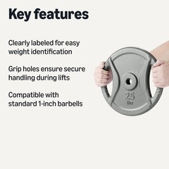 Retailer Basics 1-Inch Grip Weight Plates 25Lb Weights Single Ir91042-Rp-1X25Lb