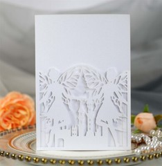 25/50/100Pcs Laser Cut Hollow Castle Angel Wedding Invitations Invit Cards