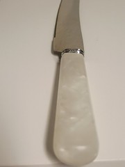 Wedding Sheffield England Cake Knife MOP Faux Pearl Bakelite Swirl vintage