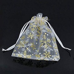 100Pcs/Pack Snowflake Jewelry Packing Drawable Christmas Organza Bag Wedding …