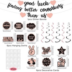 Farewell Party Banner lbs Job Goodbye Decor lbs Coworker Gift lbs Gold Pink