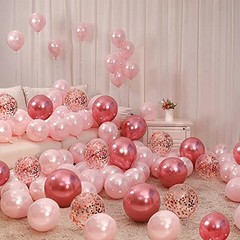 Valentines Day Balloons Kit, 101Pack Rose Gold Red Balloons with 200 Rose Pink