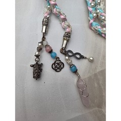 Pastel Handfasting Cord Braided Ribbon Lace Rose Quartz Pentacle Charms 53in D1