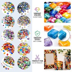 120 pcs Mosaic Tiles, CNYMANY Mixed Irregular Shapes Glitter Mosaic Glass Pie…