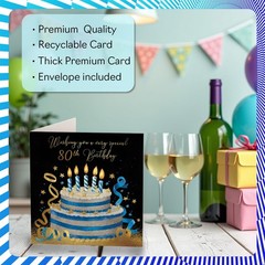 80th Birthday Cards for Women Men – Gold & Silver Cake – Happy Birthday Card …