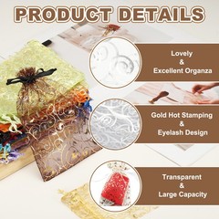 50Pcs Organza Bags 3.9×5.9 Inch Candy Bags Mesh Bag Jewelry Bag White-Silver