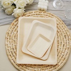 25 pcs Natural BIRCH WOODEN 8″ x 5″ Rectangle PLATES DISPOSABLE TABLEWARE SALE