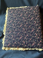 Vintage Blue Pink Floral Lace Fabric 3 Ring Binder Padded Photo Album Cottagecor