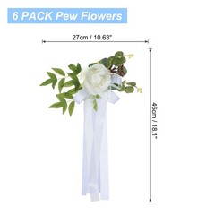 6Pcs Wedding Aisle Decorations Pew Flowers Chair Artificial Flowers White