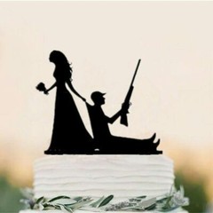 Fishing Hunting Wedding Cake Topper Dog Funny Decoration Mr & Mrs Groom & Bride