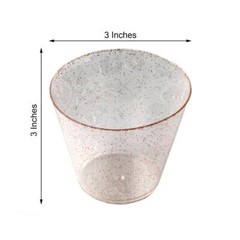 12 pcs 9 oz Plastic Blush Glittered Clear Wine Cocktail GLASSES Tableware Party