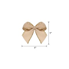 100Pcs Mini Metallic Edge Ribbon Bow 1″ Flower Bows Soft Gold Edge Brown