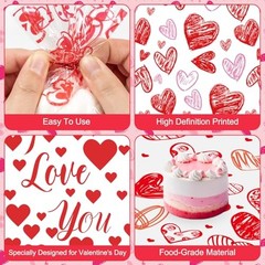 100 Pcs Valentine Treat Bags – Red Heart Cellophane Goodie Bags, Valentines