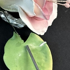 Vintage Porcelain Flowers on Wire Wedding Corsage Pink Handcrafted Unique