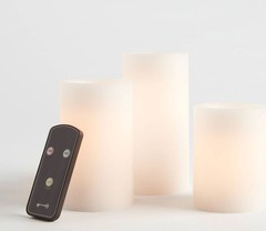 3pk 6″ x 3″ LED Flameless Black Wick Candles White – Threshold