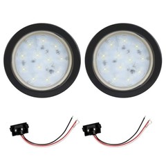 2 Pack 4 Inch Round LED Trailer Reverse Lights, 12 LEDs with Clear Lens, White