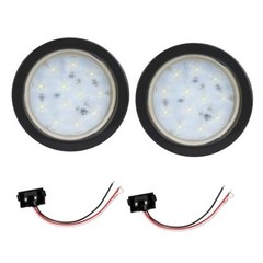 2 Pack 4 Inch Round LED Trailer Reverse Lights, 12 LEDs with Clear Lens, White