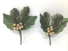 5 Boutonnieres Holly Leaves Gold Berries Greenery Christmas Wedding Bridal Party