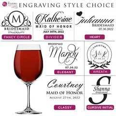 Personalized Wine Glass – 14 oz Gift for Her, Bridal Party – Monogrammed, Name