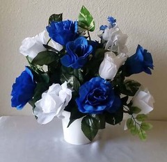 Horizon Royal Blue White Rose Calla Lily Bridal Wedding Bouquet Accessories