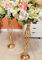 Pink Floral SweetheartTable Gold Centerpieces, Wedding Table Centerpieces