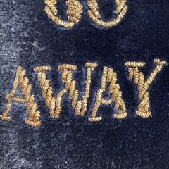WELCOME/GO AWAY Honeymoon/Wedding gift Velvet, gold thread, bells-hangs on door