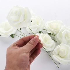 10-Pack Cream White Bridal Bouquet Flowers