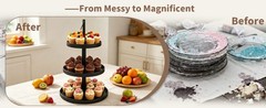 Cupcake Stand for 50 Cupcakes,Cupcake Stand 2 PACK Metal 3 Tier Cupcake Tower