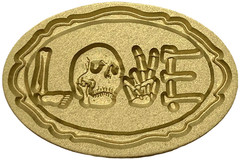 Love (bones design) – Skull (for O) & Peace Sign for V, oval Wax Seal Stamp Head