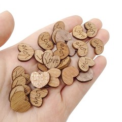 Honbay 300PCS Tiny Wooden Love Hearts Confetti Rustic Heart Wedding Table Scatte