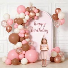 Balloon Arch Kit, Rose Gold Blush Pink and Brown Balloons Sand White Dusty Pink