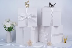 8.7″ Medium Birthday Gift Boxes with Lid and Ribbon, Square Gift Boxes 4 White