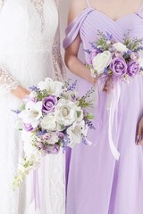 Cascading Bridal Bouquet – Lilac Purple & White Wedding Flowers for Bride & Brid