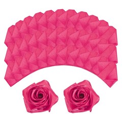 100pcs Eternal Roses Petals Premade Satin Ribbon Flowers Magenta